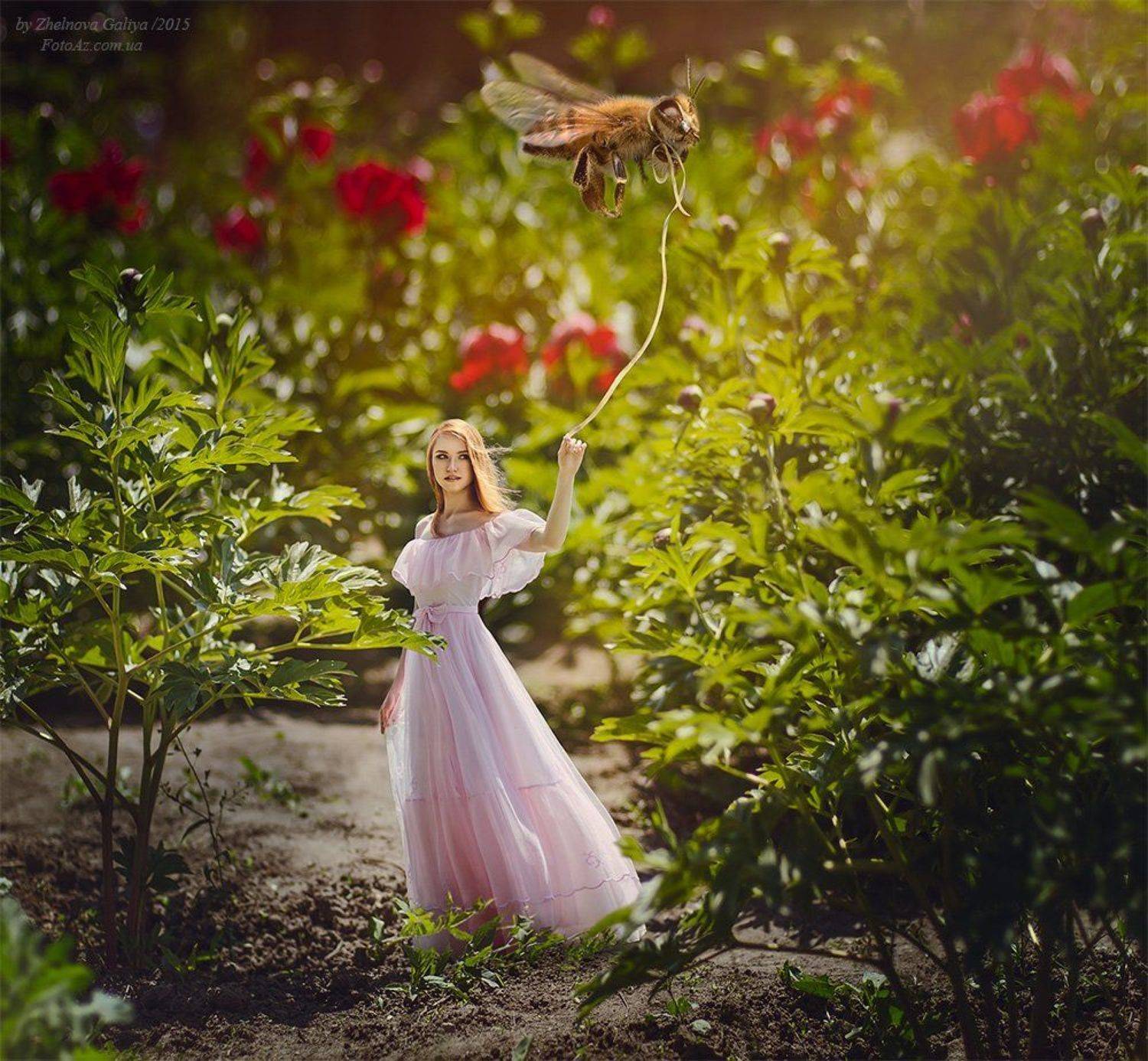 Девушка, Пчела, Цветы, Желнова Галия