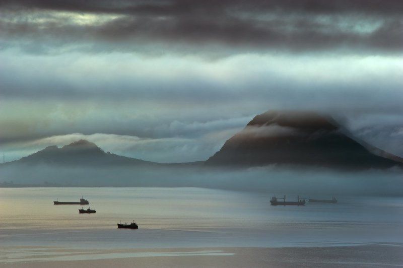 пейзаж море  Туманная бухта Находка фото превью