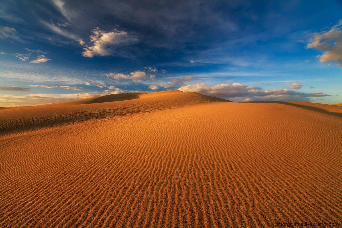 Гоби, Закат, Монголия, Облака, Песок, Пустыня, Антон Петрусь