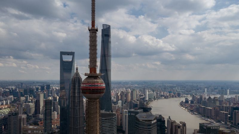 shanghai, towers, skyscrapers, tall, high, many, metropolis, river, ships, city, bird´s eye view, aerial, view, urban, china Top 4 фото превью
