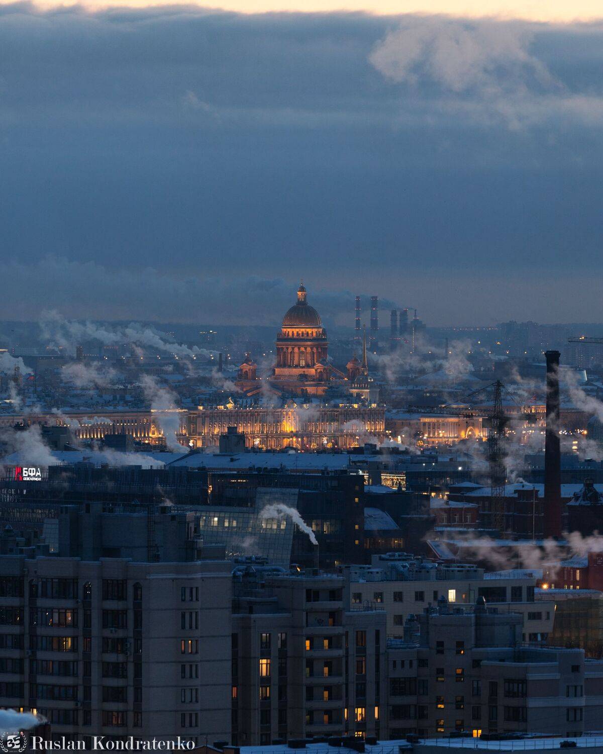санкт-петербург, исаакиевский собор, прострел, закат, рассвет, вечер, синий час, Кондратенко Руслан