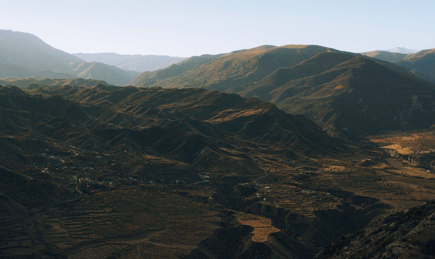 dagestan, mountains, landscape, nature, plateau, dawn, sunset, village, aul, аул, дагестан, гуниб, природа, горы, кавказ, плато, рассвет, закат, caucasus,, Бугримов Егор