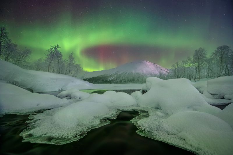 Хибины в свете Авроры. фото превью