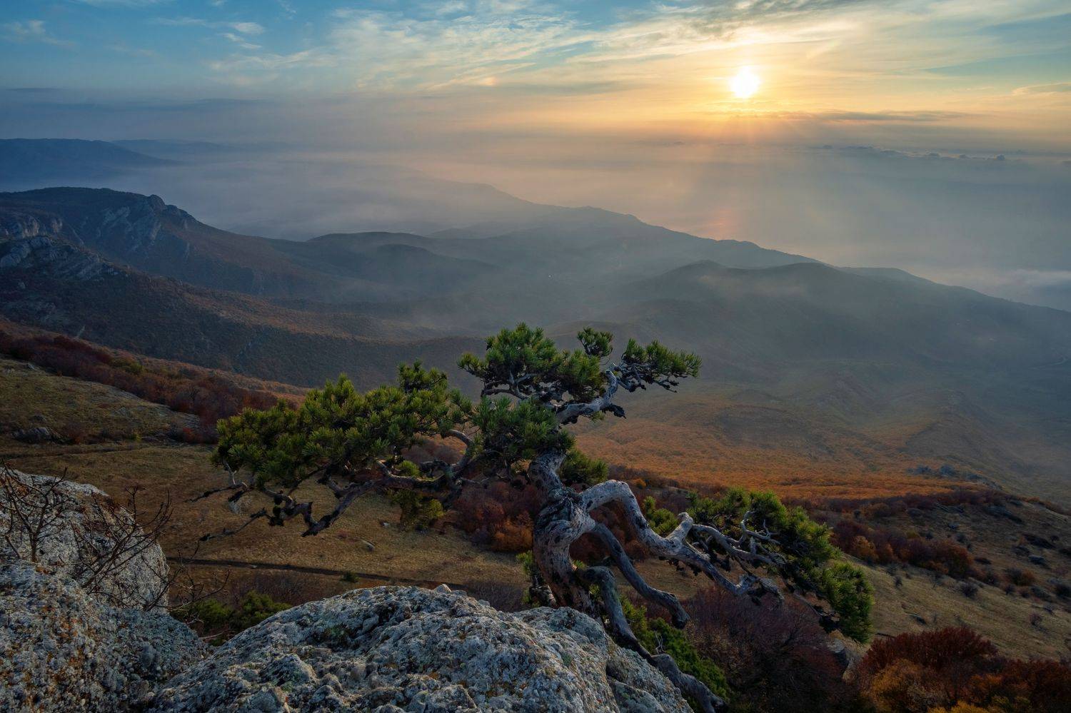 крым, демерджи, аленга, рассвет, туман, чёрное море, Тильпунов Михаил