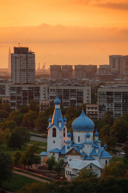 Закат в Пулковском парке фото превью