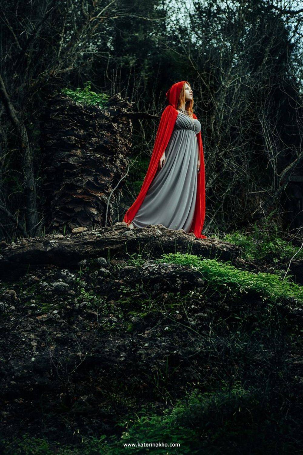 red, woman, model, cloak, girl, fairy, magic, magical, wonderful, foresl, beauty, beautiful, nature, Катерина Клио