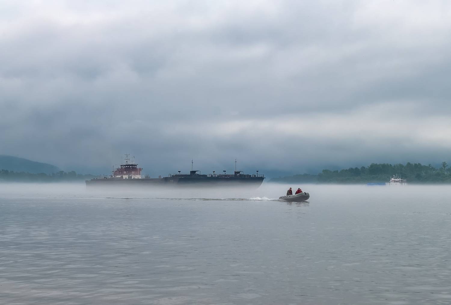 утро, енисей, сибирь, туман, рыбалка, Фомина Марина