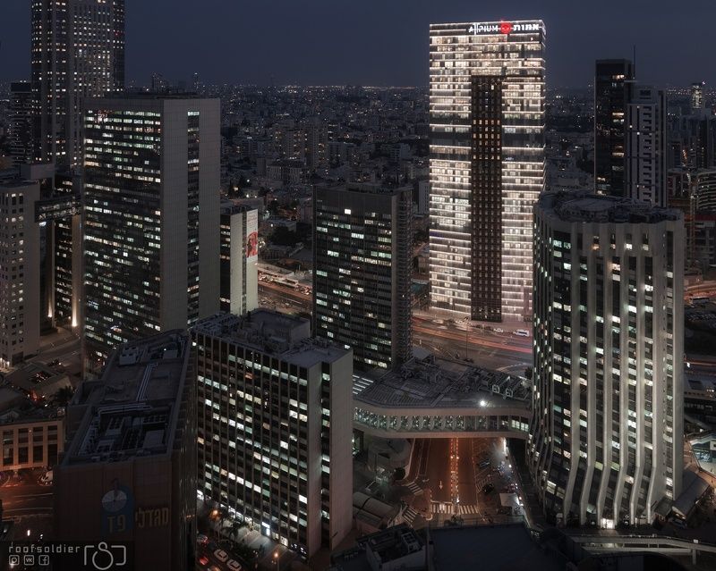 Tel aviv, Israel, city, urban, architecture, cityscape, above, sunset, sunrise, skyscraper, Ramat Gan, roofer, roof Ramat Gan, Israel фото превью