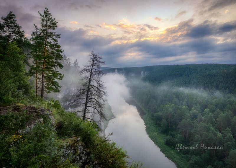 ай, река, рассвет, туман Река Ай фото превью