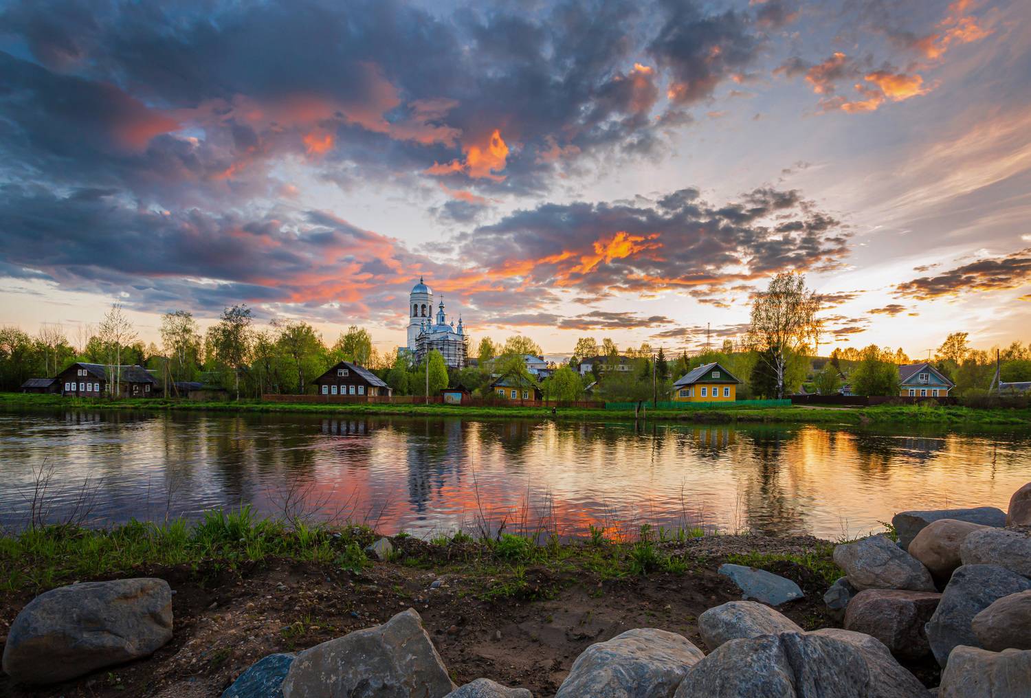 церковь, закат, пежма, вельск, река, Наталия Колтакова