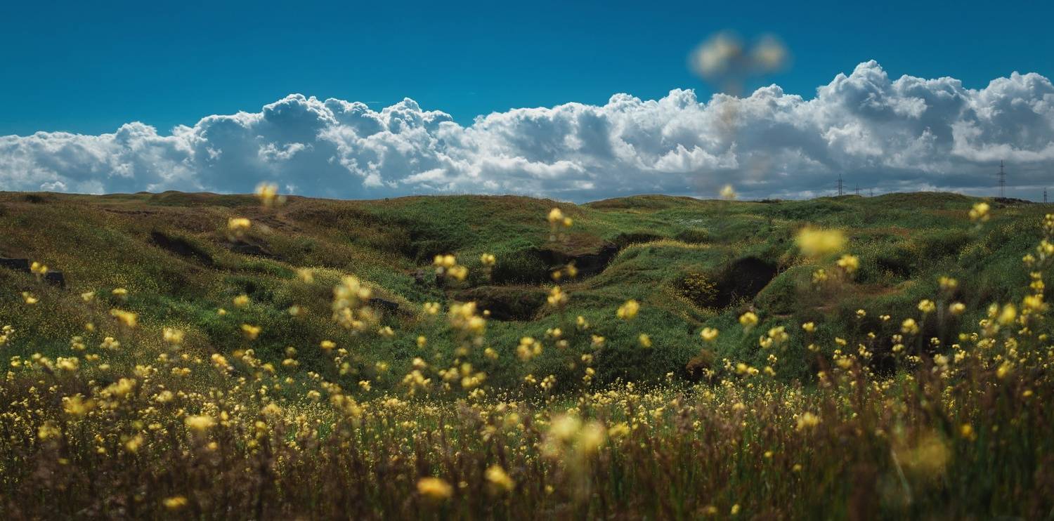 аджимушкай, холмы, воронки, память, великая отечественная война, небо, облака, желтое, шрамы, пейзаж, керчь, крым, россия, Щербак Анатолий