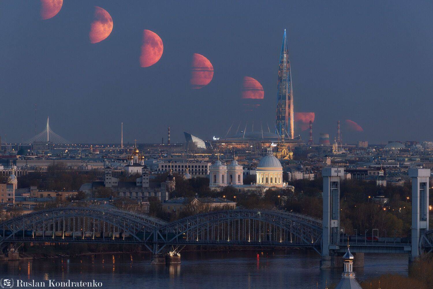 санкт-петербург, луна, полнолуние, восход луны, прострел, заход луны, секвенция, секвенция с луной, александро-невская лавра, лахта, лахта-центр, Кондратенко Руслан