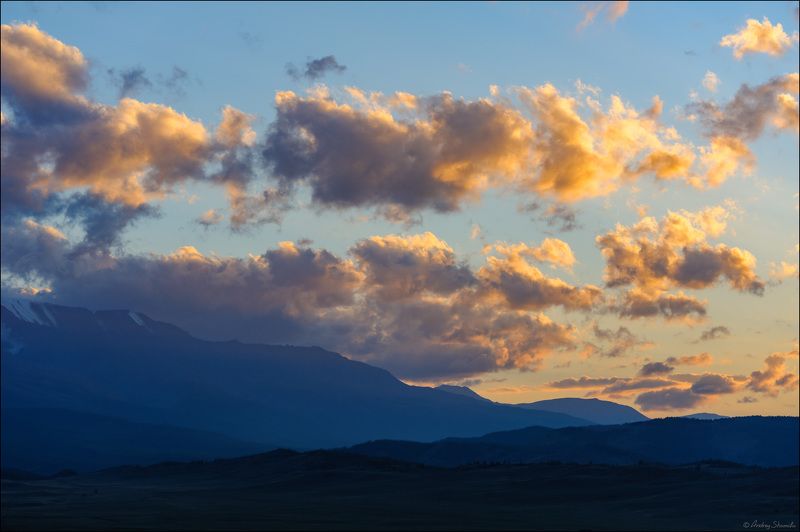горный алтай, курайская степь, закат, горы, курай Вечер в Курайской степи фото превью