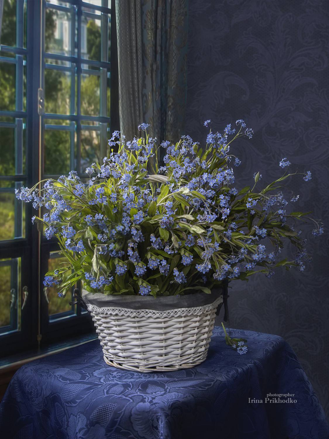 натюрморт, весна, цветы, незабудки, корзина, Приходько Ирина
