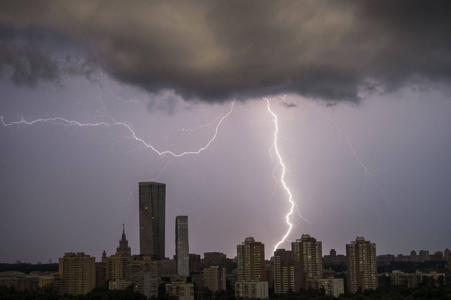 москва, молния, город, Komlev Sergei
