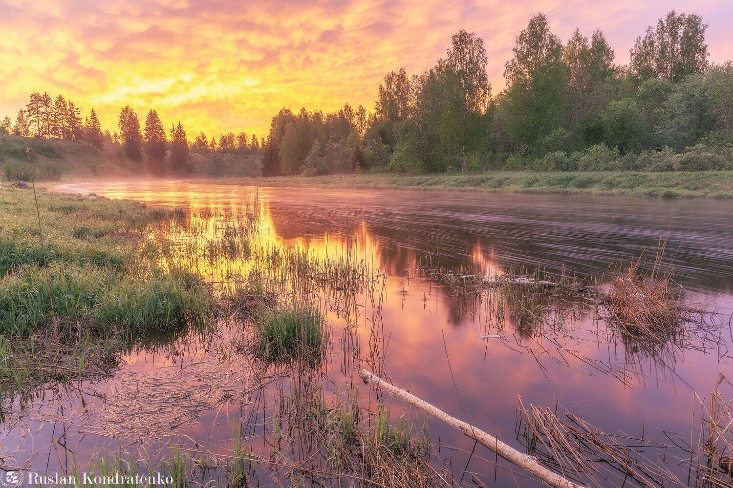 река, рассвет, лемовжа, закат, Кондратенко Руслан