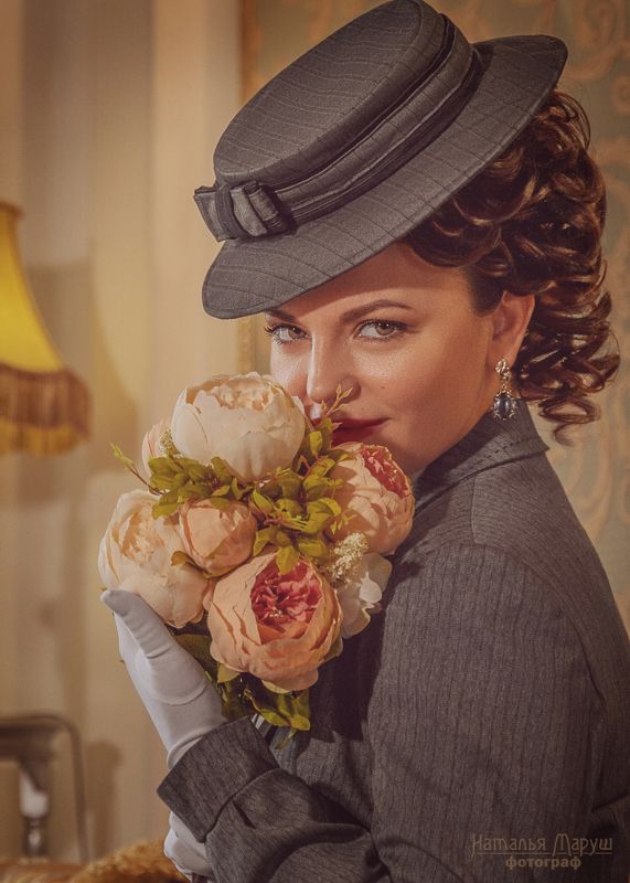 портрет, исторический, серебряный век, 19, век, прошлого, цветы, шляпка, нежно В стиле Серебряного века фото превью