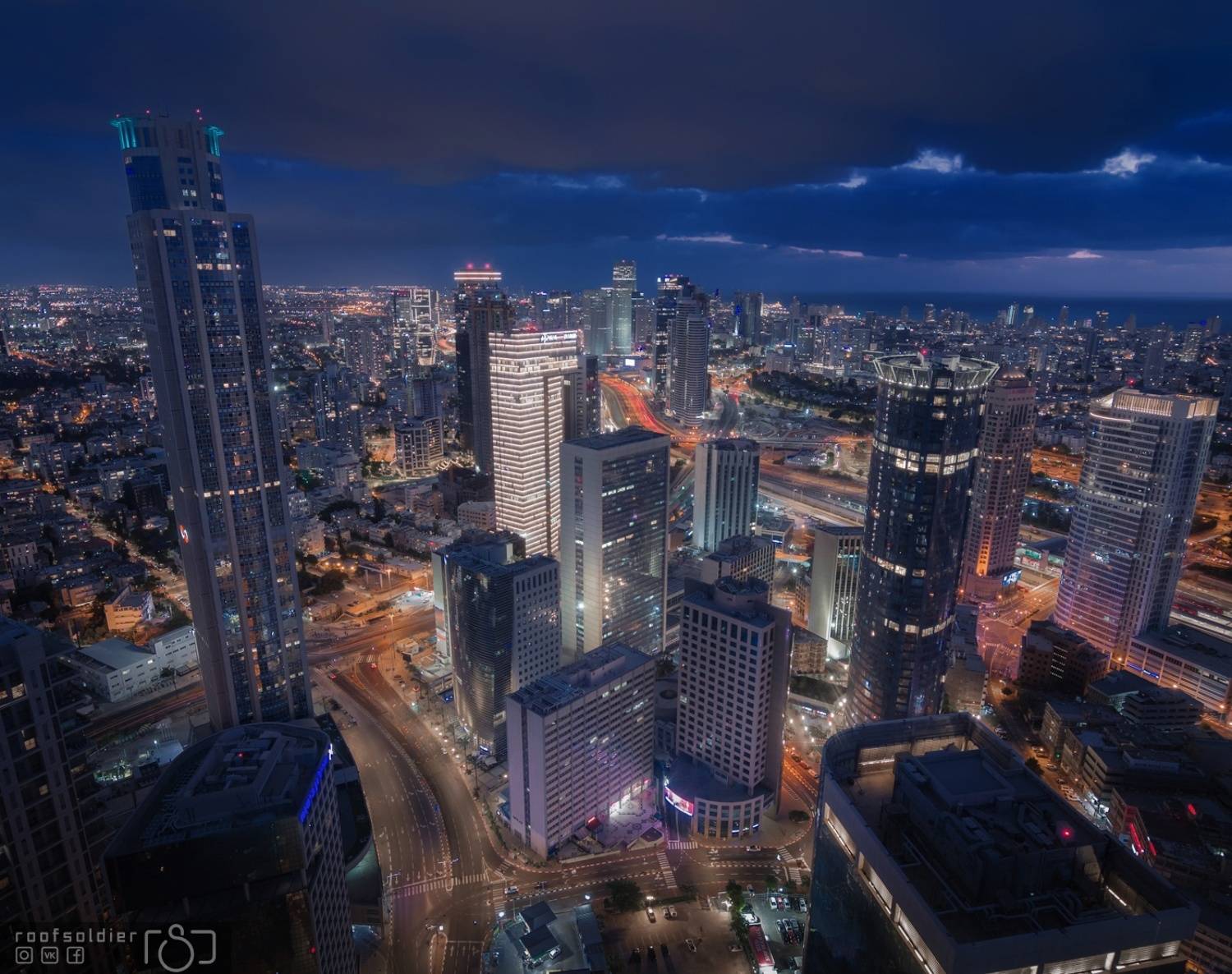 Tel aviv, Israel, city, urban, architecture, cityscape, above, sunset, sunrise, skyscraper, Ramat Gan, roofer, roof, Голубев Алексей