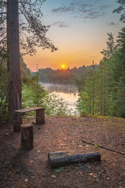 Утро на берегу реки. фото превью