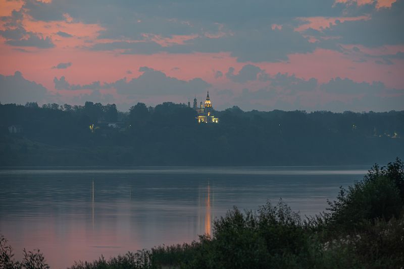 утро волга рассвет лето сумерки церковь Перед рассветом фото превью