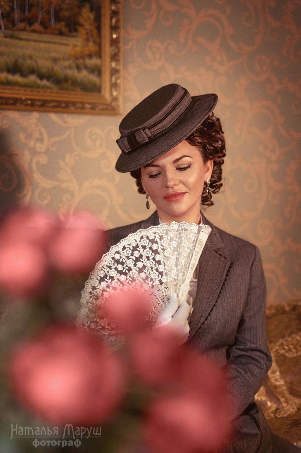 портрет, исторический, серебряный век, 19, век, прошлого, веер, шляпка, нежно, Маруш Наталья