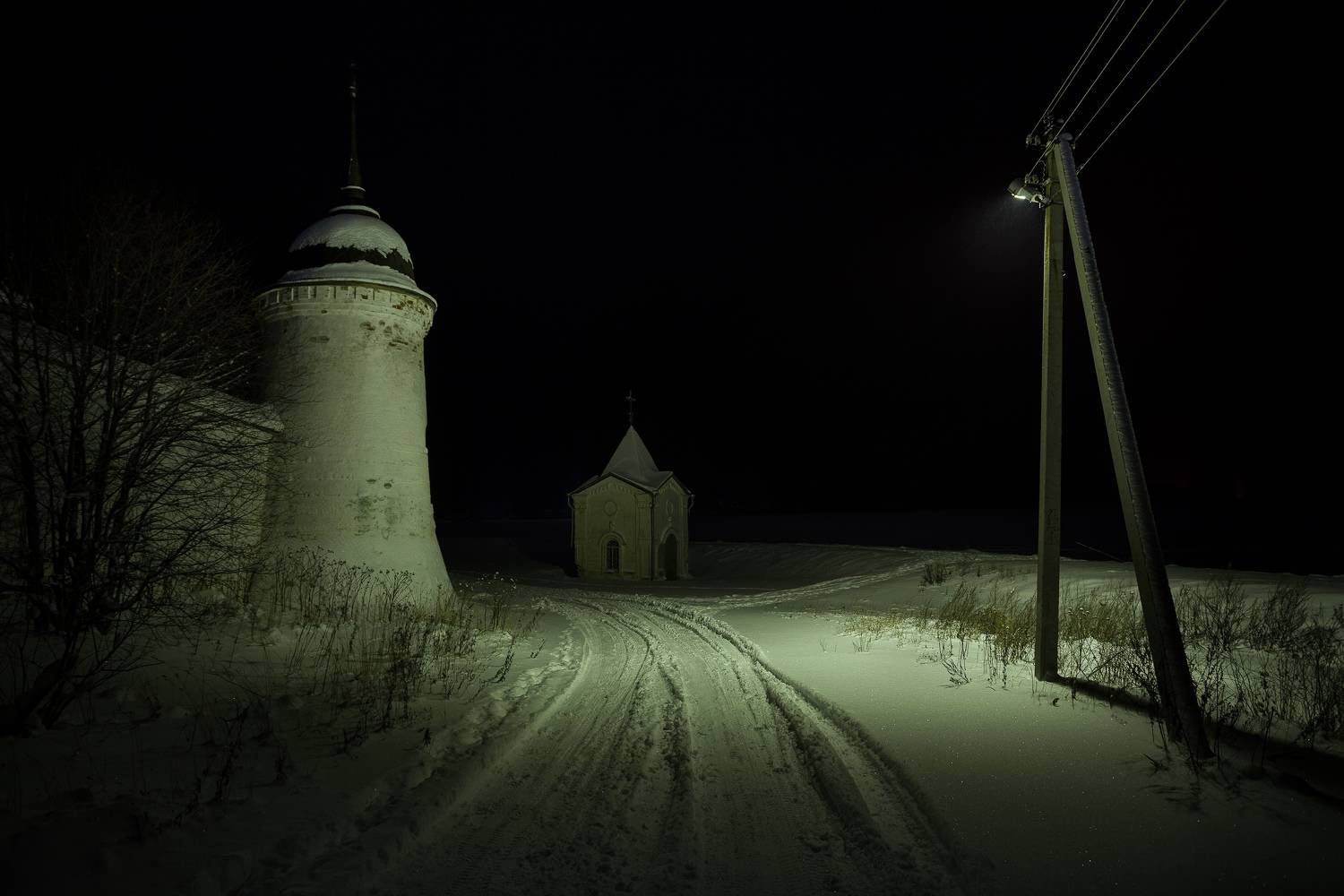 ночь, фонарь, зима, Зверев Олег