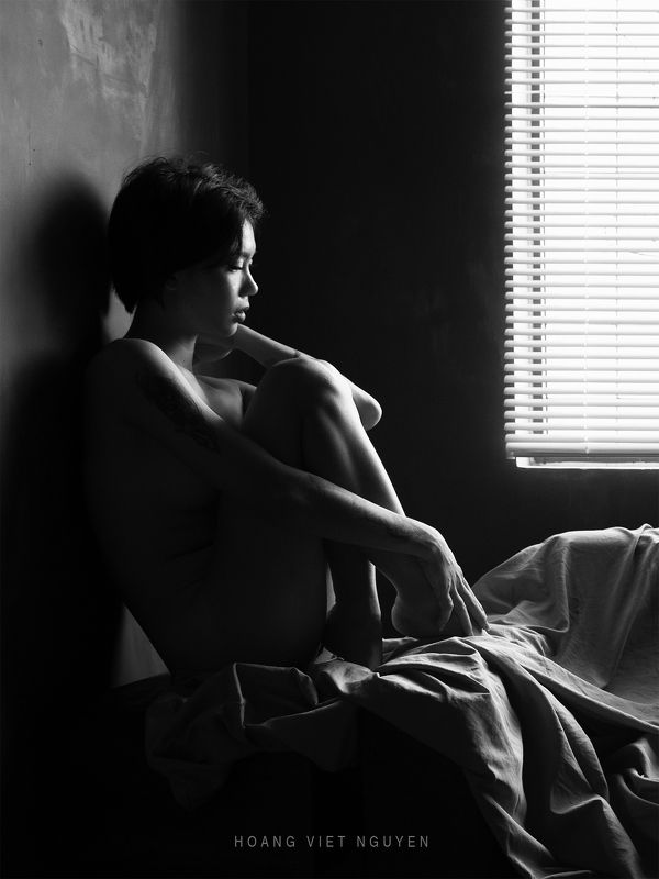 nude, fine nude, bw, monochrome, black and white, body, curves, natural light, vietnam, vietnamese * * * фото превью