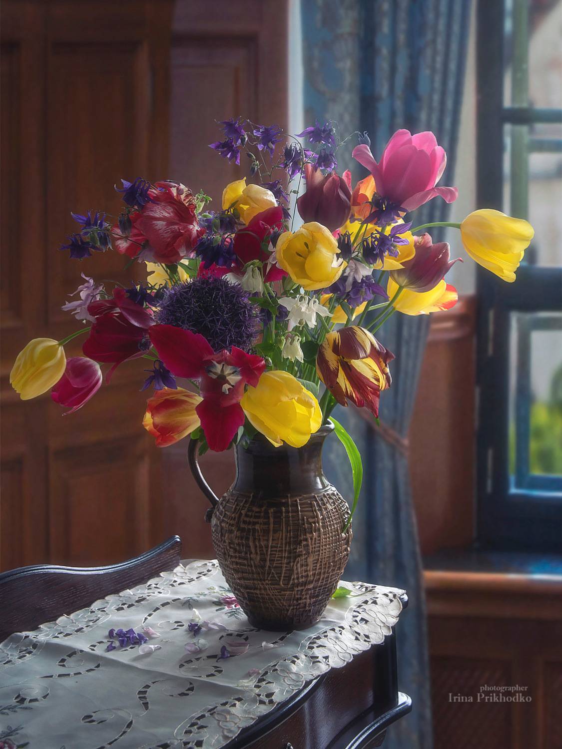 натюрморт, цветы, букеты, тюльпаны, водосбор, Приходько Ирина
