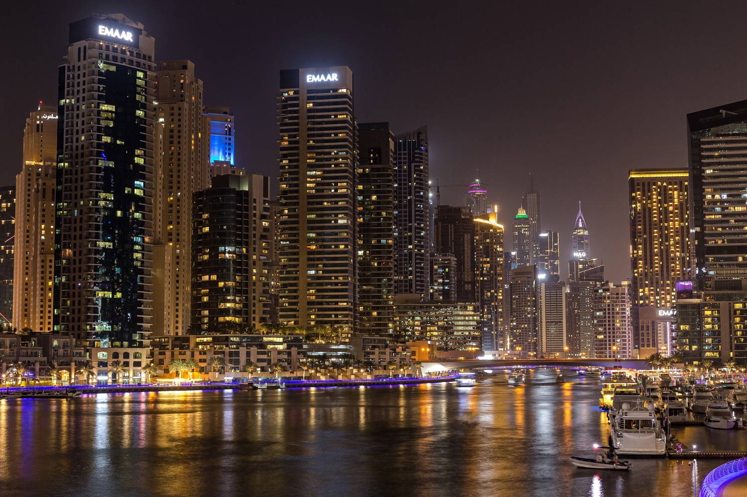 dubai, uae, city, night, Михаил Конарев