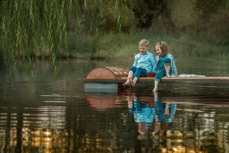 дети, лето, озеро Лето фото превью