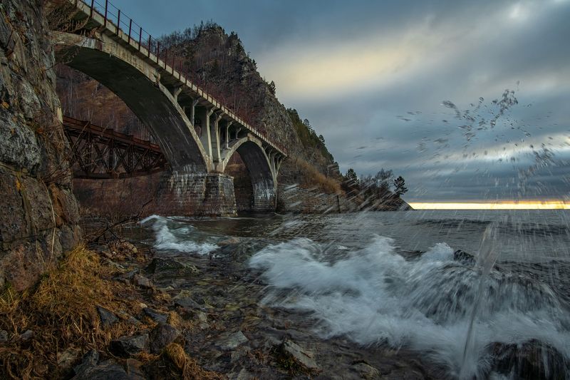 байкал, кбжд, кругобайкалка, ноябрь Мост через Шабартуй на КБЖД фото превью