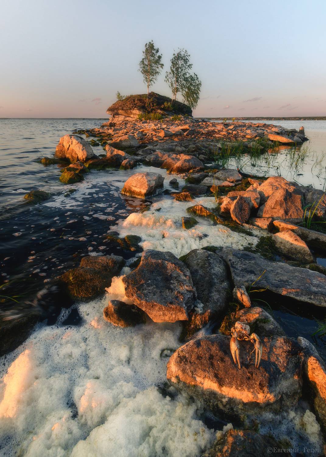 пейзаж, закат, лето, озеро, россия, урал, остров, Евгений Гецев