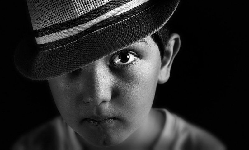 Black and white, Child, Portrait The window фото превью