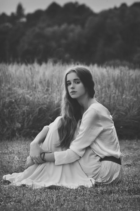 girl, white dress, long hair Milena фото превью