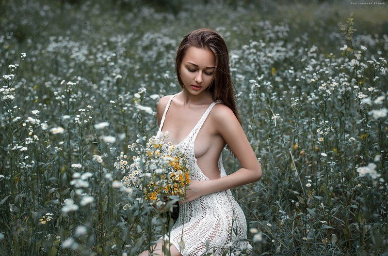 50mm, Beauty, Eyes, Girl, Nikon, Photo, Portrait, Sexy, Topless, Девушка, Красивая, Портрет, Топлесс, Фото, Фотография На ромашковом поле... фото превью