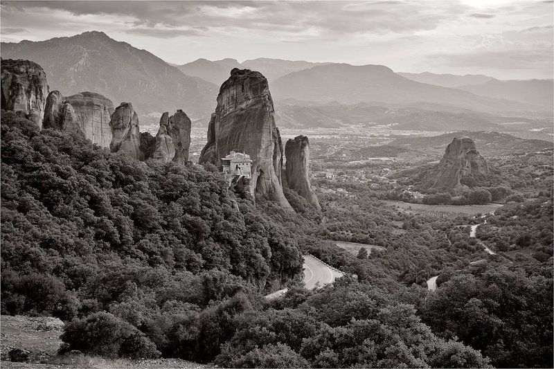 метеоры, греция, кастраки, meteoras, greece, kastraki Метеоры ЧБ фото превью