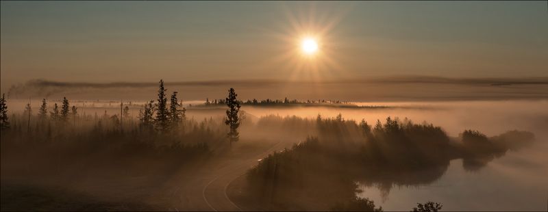 Пнйзаж, Туман солнце Над утренним туманом фото превью
