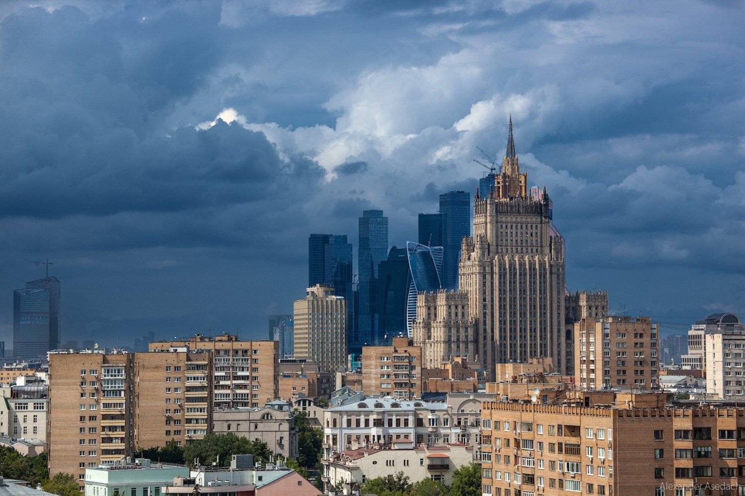 Город, Городской пейзаж, Мид, Москва, Москва-сити, Тучи, Александр Аседач