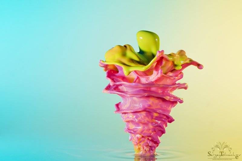 Брызги, Вода, Всплеск, Жидкость, Капли, Макро, Мороженое, Разноцветные, Сергей Толмачев