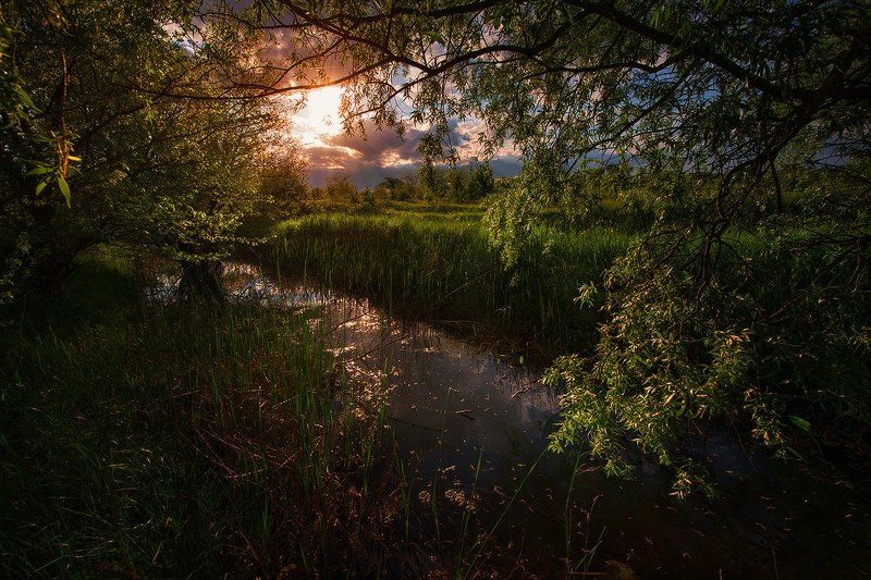 Закат на старой речке фото превью
