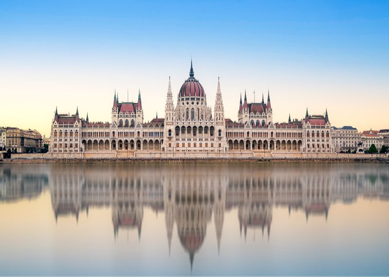 Budapest, hungary, parlament, dunaj, river, city, nikon, sunrise MIRRORING фото превью