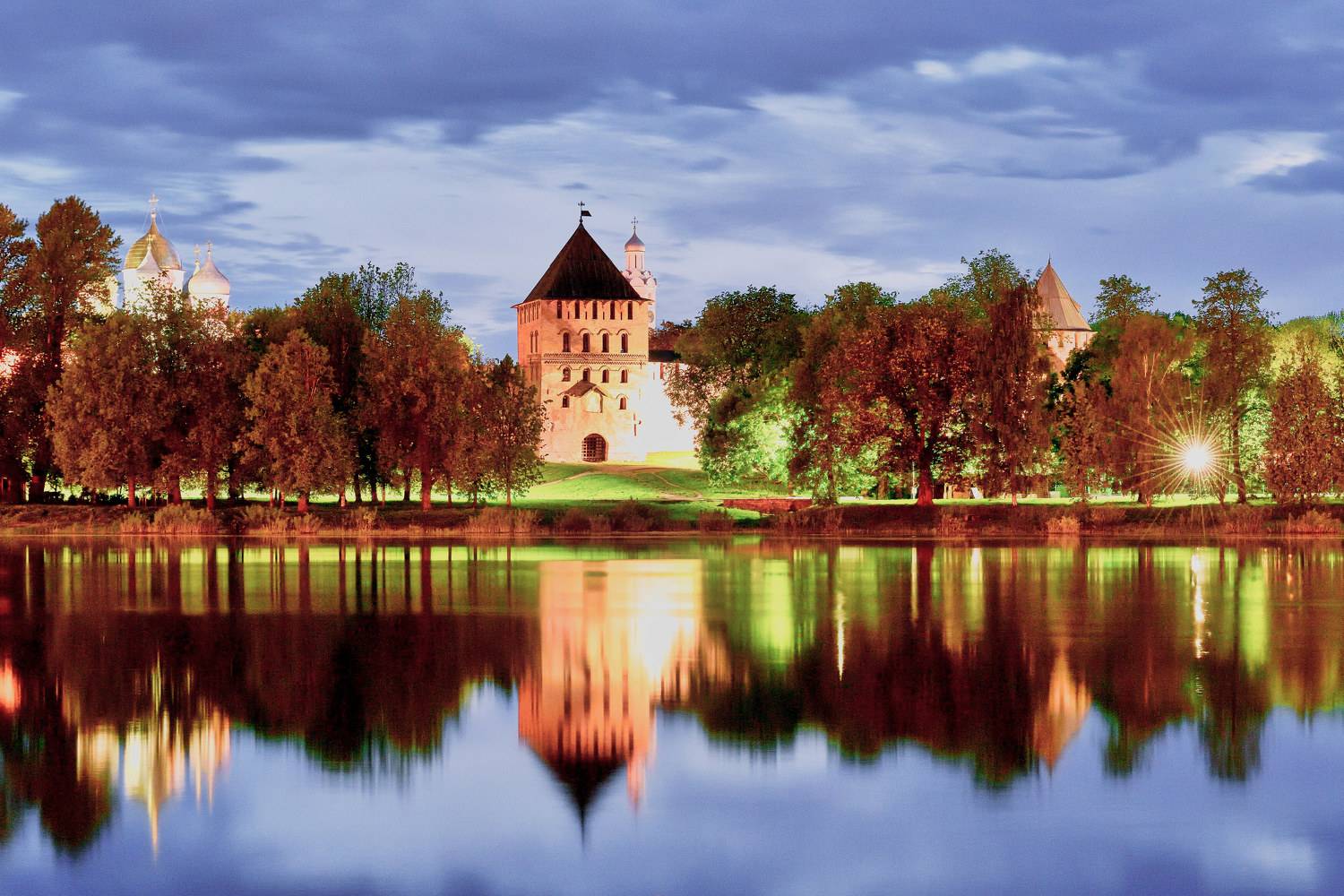 город, вечер, акварель, великий новгород,, Байдуков Александр