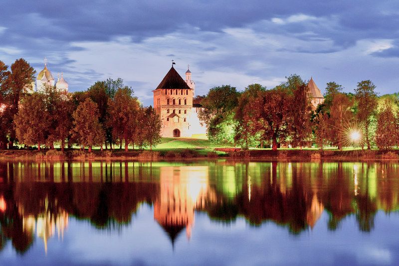 город, вечер, акварель, великий новгород, Город в акварели фото превью