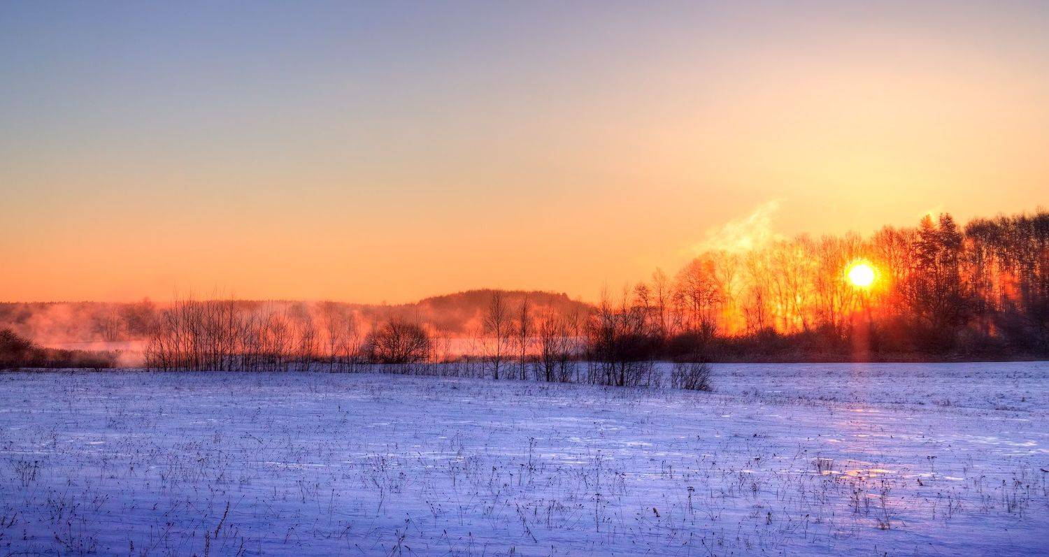 рассвет, зима, мороз, дымка,, Сергей Шабуневич