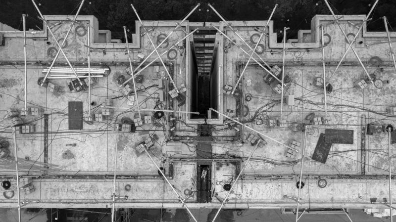 house, roof, construction, mess, blocks, downward, aerial, view, bird\'s eye Tangle фото превью