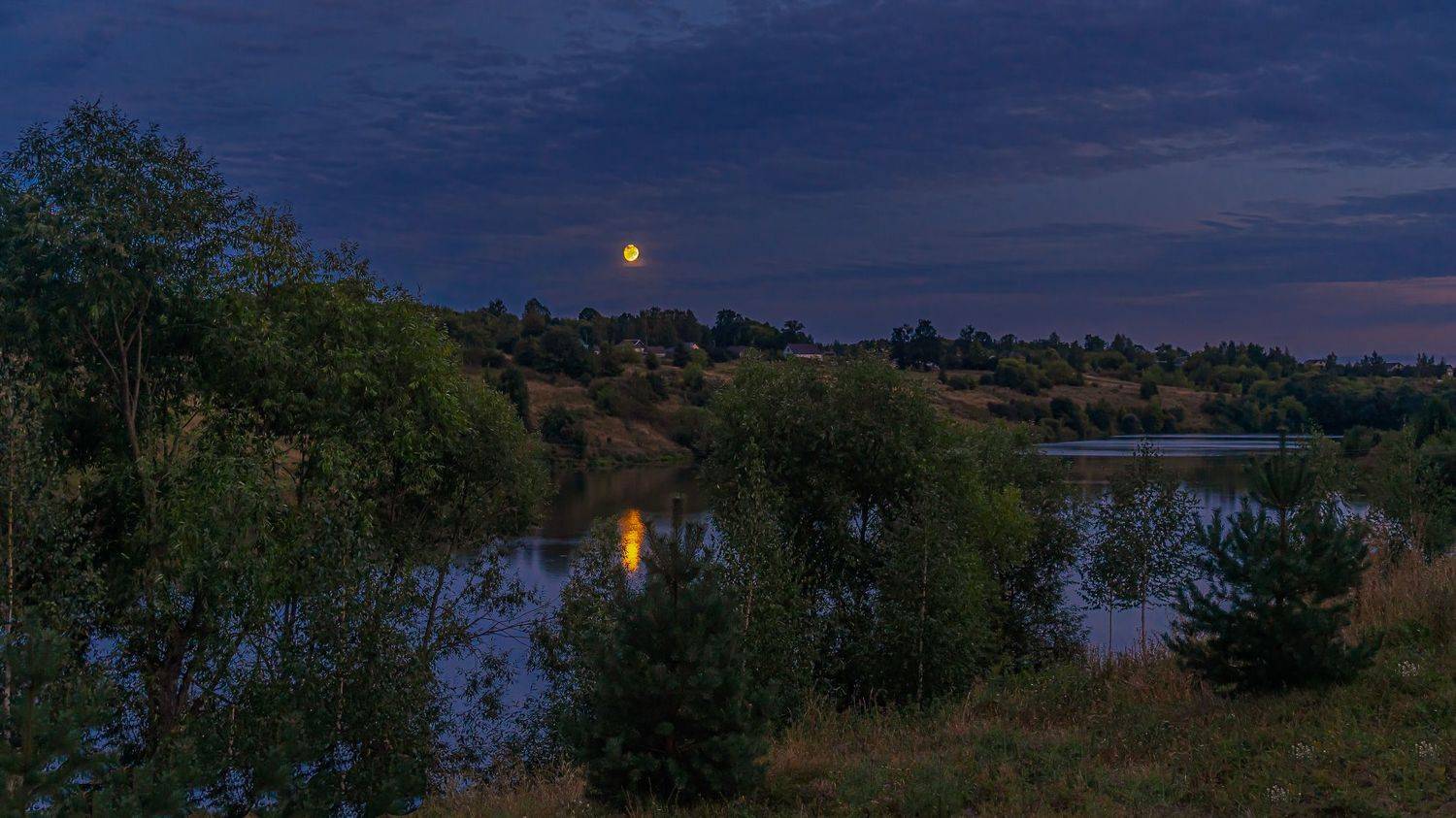 луна, восход луны, река ливенка,, Николай Бологов