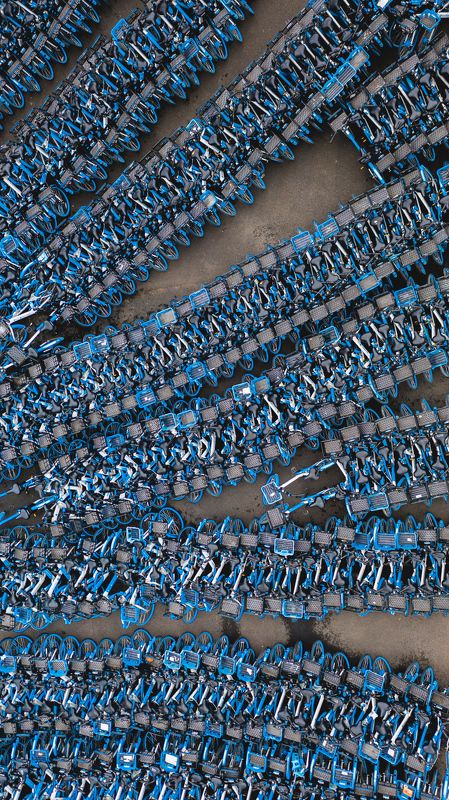 bicycle, blue, many, overconsumption, sharing, parking, lines, bunch Blue фото превью