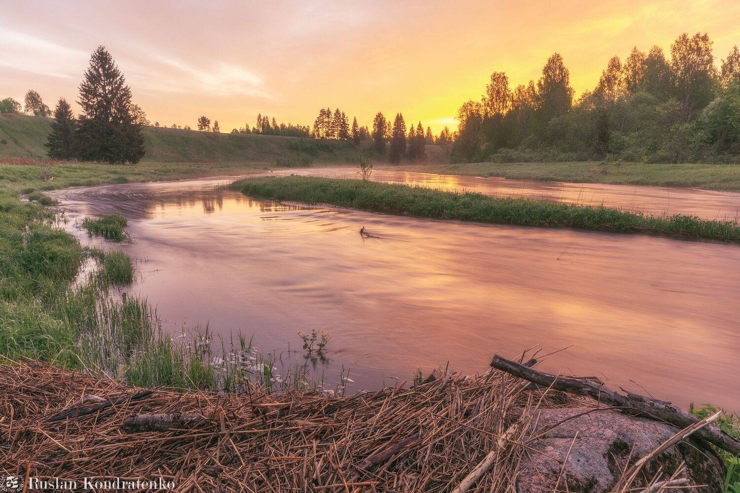 река, рассвет, лемовжа, закат, Кондратенко Руслан