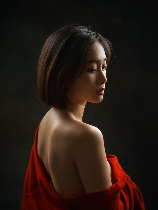 portrait, mood portrait, face, mood, asian, vietnamese, vietnam, face, beauty, red * * * фото превью