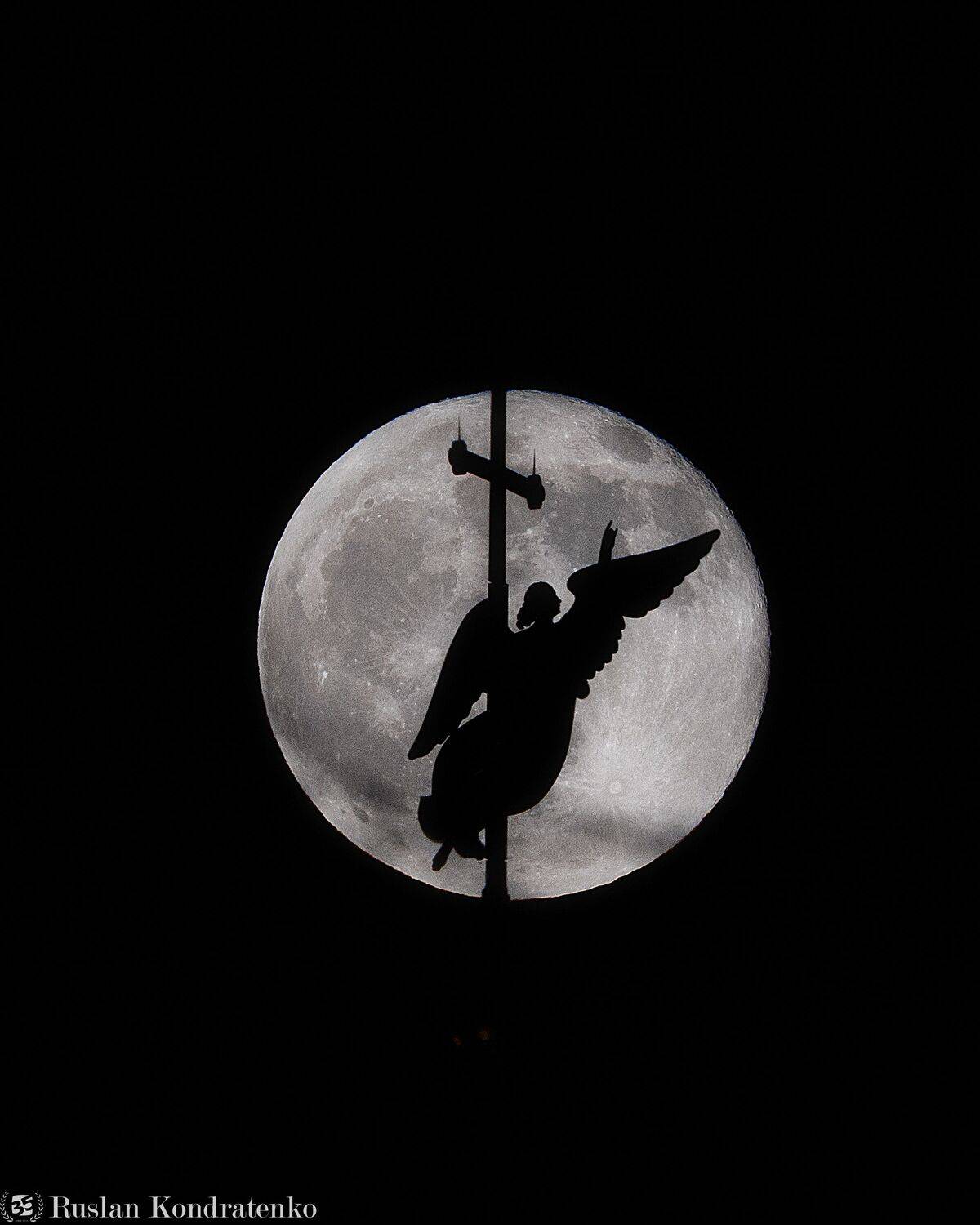 петропавловский собор, луна, ангел, прострел, санкт-петербург, Кондратенко Руслан